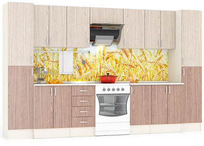 Кухня Мери 11 Пенал+ШВ600+ШВ400+ШВв600+ШВ400+ШВ600+Пенал+ШН600+ШН4Я400+ШН400+ШН600, дуб/ясень шимо светлый/тёмный