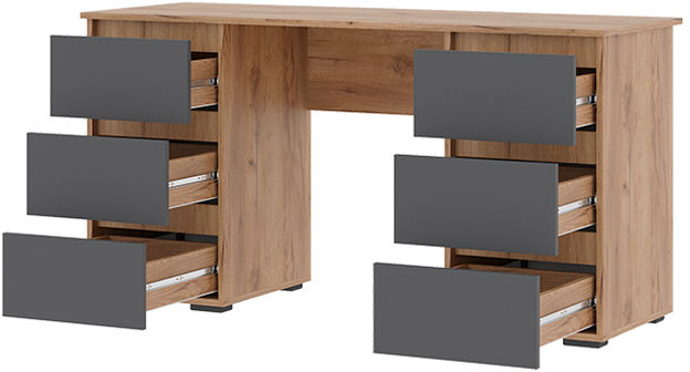 Хелен ПС 02 Письменный стол (1,420х0,730х0,500) серый графит/дуб крафт золото
