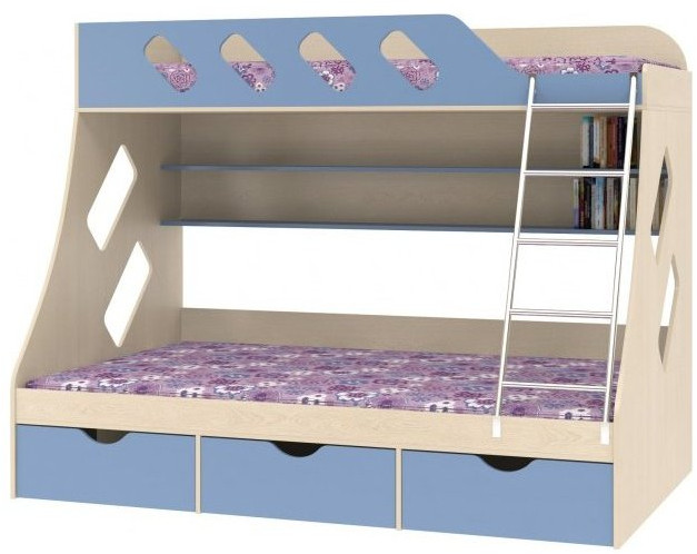 Дельта-20.01 Детская двухъярусная кровать с лестницей (Оранжевый, Дуб Сонома)