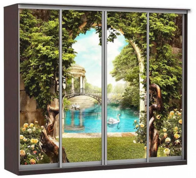 Шкаф купе Модерн 2362х450 4-х дверный 4-х секционный фотопечать №3 венге