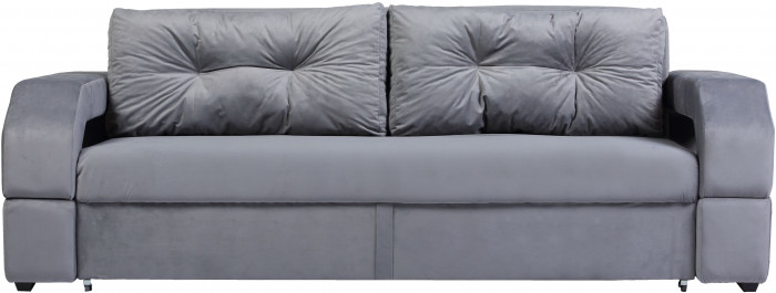 Диван-еврокнижка Манчестер, пружинный блок, 160х195, подсветка, велюр серый