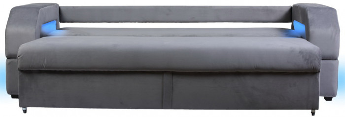 Диван-еврокнижка Манчестер, пружинный блок, 160х195, подсветка, велюр серый