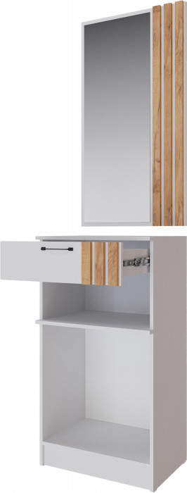 Модульная прихожая Кано, набор 1, Белый/Крафт золотой