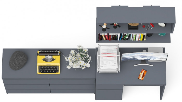 Мори Стол компьютерный МС-1 левый + Комод МК1200.6 + Полка 900, цвет графит, ШхГхВ 210,4х50х209,6 см., НЕ универсальная сборка