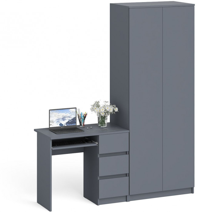 Мори Стол компьютерный МС-6 правый + Шкаф МШ800.1, цвет графит, ШхГхВ 170,4х50,4х209,6 см., выдвижные ящики справа, НЕ универсальная сборка