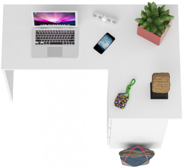 Мори Стол компьютерный МС-16 правый, цвет белый, ШхГхВ 124,4х84,9х76,6 см., выдвижные ящики справа, НЕ универсальная сборка