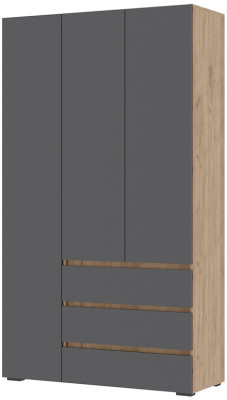 Хелен ШК 06 Шкаф 3х створчатый (1200х2080х460) серый графит/дуб крафт золото