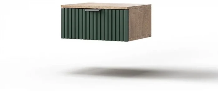 Тумба (1 ящик) "Герта" - Дуб канзас/Зеленый матовый