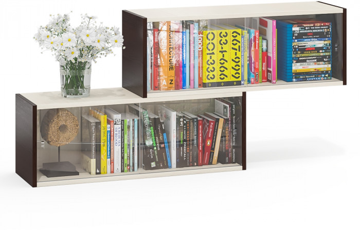 Две полки книжных С-МД-КН01, венге/дуб