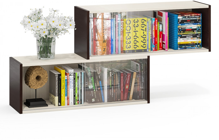 Две полки книжных С-МД-КН01, венге/дуб