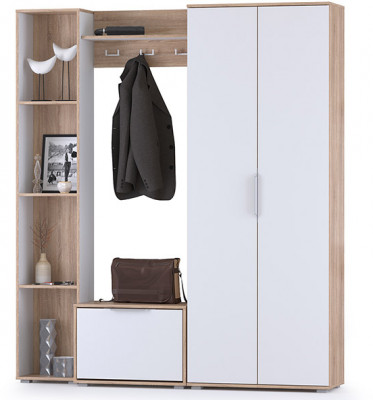 Куба Прихожая 22, цвет дуб сонома/белый премиум, ШхГхВ 182,8х38,3х210,6 см., универсальная сборка