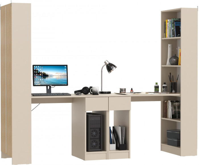 Лайт Шкаф комбинированный 10.01 + 10.01, цвет сатин, ШхГхВ 230,6х58,2х179 см., универсальная сборка(обязательно крепление к стене)