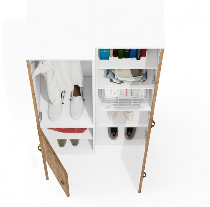 Лидер-8 Модуль Пенал + Пенал МД 21Б, белый шагрень/крафт золото