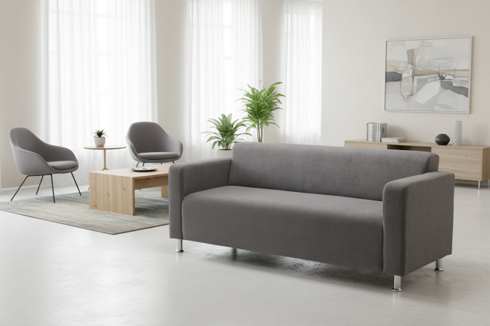 Диван прямой Томи, 200 см, велюр, серый графит