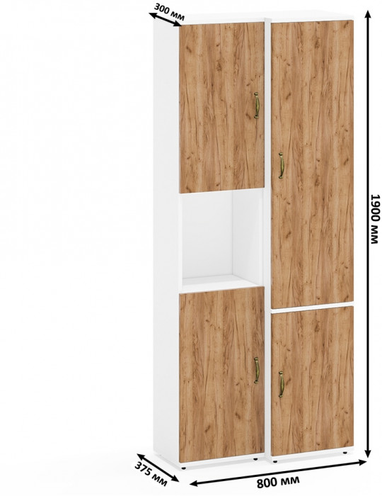 Лидер-8 Модуль Пенал + Пенал МД 22Б, белый шагрень/крафт золото