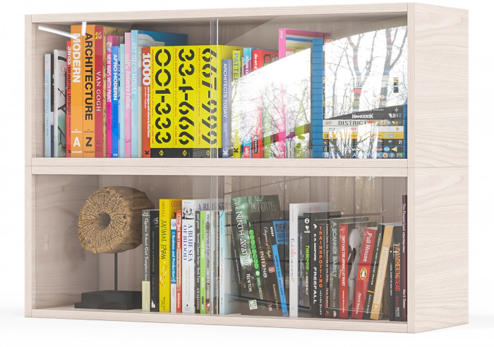 Две полки книжных С-МД-КН01, ясень шимо светлый