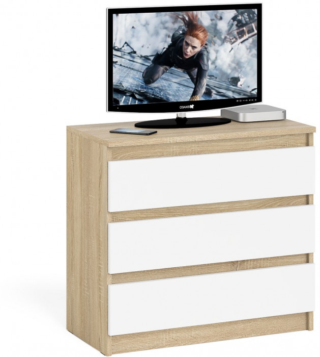 Мори Комод МК800.1, цвет дуб сонома/белый, ШхГхВ 80,4х41х73 см.