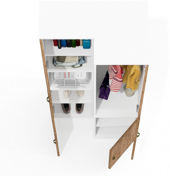 Лидер-8 Модуль Пенал + Пенал МД 23Б, белый шагрень/крафт золото