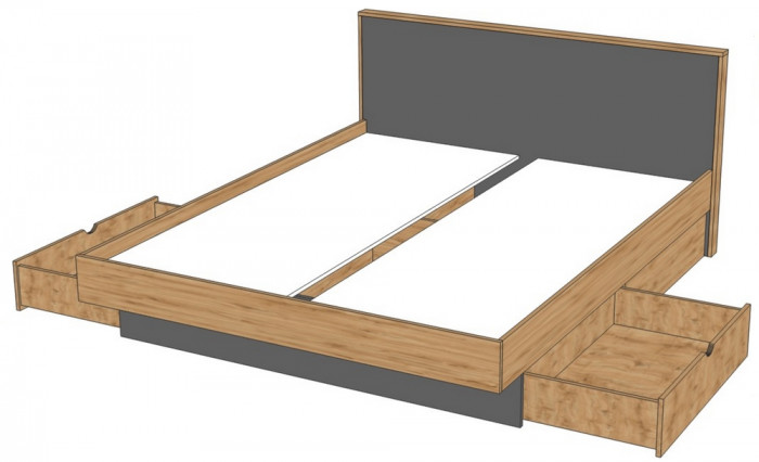 Модульная спальная комната "Мишель" - Дуб наварра/Бетон пайн светлый