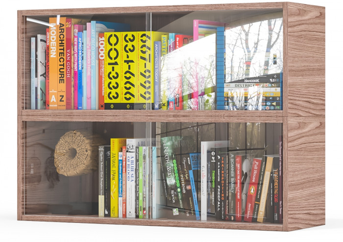 Две полки книжных С-МД-КН01, ясень шимо тёмный