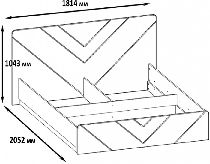Амели Кровать 11.31 + подъёмный ортопед, цвет шёлковый камень/бетон чикаго беж, ШхГхВ 181,4х205,2х104,3 см., сп. м. 1600х2000 мм., б/м