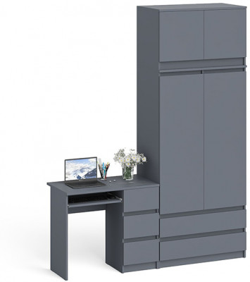 Мори Стол компьютерный МС-6 правый + Шкаф МШ900.1 + Антресоль МА900.1, цвет графит, ШхГхВ 180,4х50,4х234,2 см., выдвижные ящики справа, НЕ универ. сб.