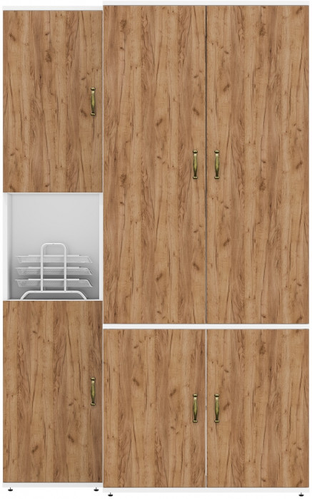 Лидер-8 Модуль Пенал + Шкаф МД 19Б, белый шагрень/крафт золото