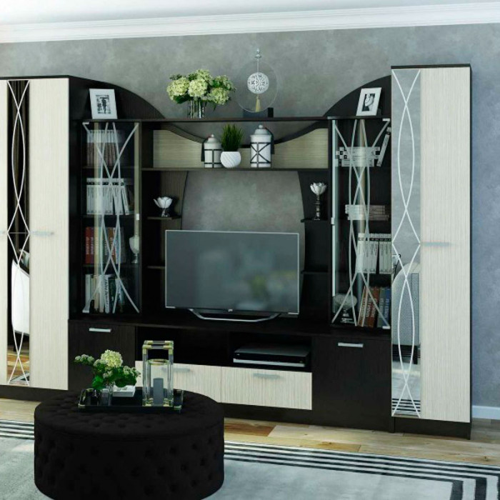 Гостиная ОЛЬБИЯ пенал 430х2100х542 венге/белфорт