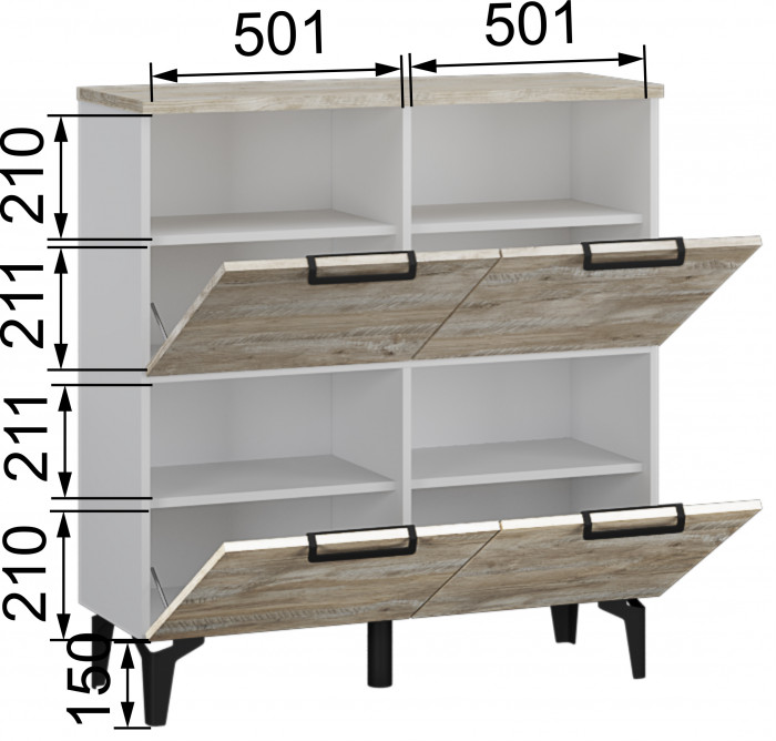 Чикаго Комод ЧК-30, Дуб юкон/Белый