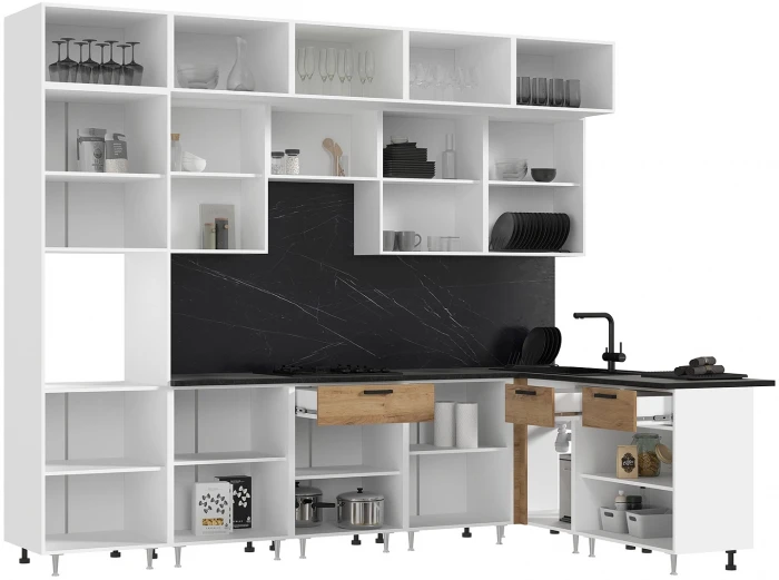 ЛДСП Кухня Рио NEW 3,0х1,8м Компановка №2 дуб крафт (кастилло)