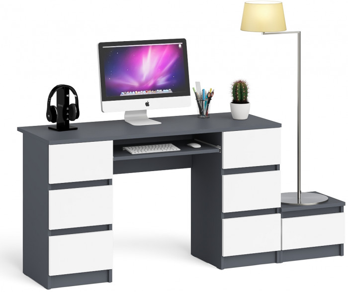 Мори Стол компьютерный МС-2 + Тумба ТМП400.1, цвет графит/белый, ШхГхВ 175,8х50х76,6 см., универсальная сборка