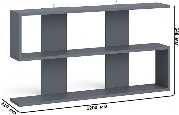 Мори Стол письменный МСП1200.1 + Стеллаж МСТ600.3 + Полка 1200, цвет графит/белый, ШхГхВ 180,8х50х209,6 см., универсальная сборка