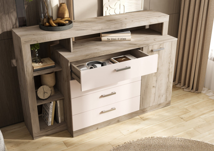 Комод Ангара, Крафт серый/Кашемир