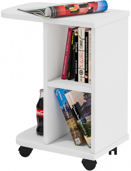 Стол журнальный С-МД-СЖ-3, цвет белый шагрень, ШхГхВ 47х30х60 см.