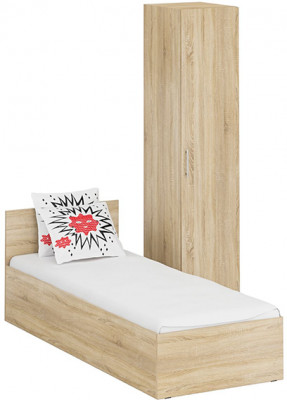 Кровать 0800 + Пенал Стандарт, цвет дуб сонома, ШхГхВ 83,5х203,5х70 + 45х52х200 см., сп.м. 800х2000 мм., без матраса, основание есть