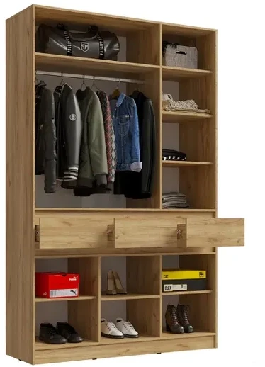 Шкаф 3-х створчатый Артек, Графит/Дуб крафт золотой