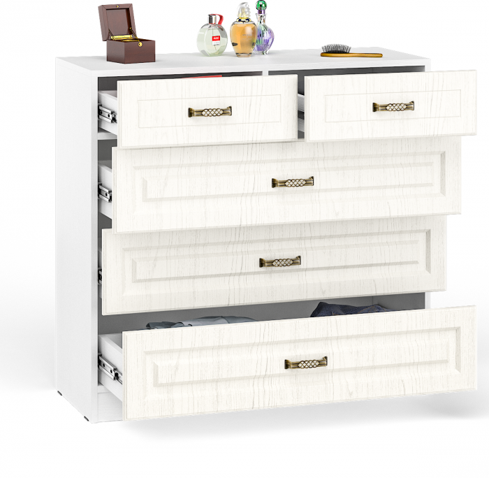 Ливерпуль Комод 10.103, цвет ясень ваниль/белый, ШхГхВ 100,1х41,3х95,3 см.