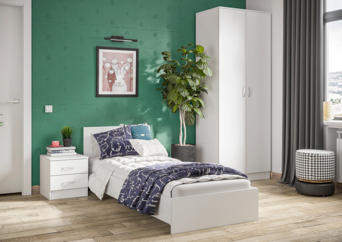 Кровать 80х200 с основанием ДСП Ронда КР-080, белый