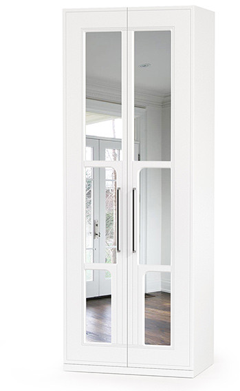 Валенсия Спальня 13.329 Шкаф для одежды, цвет ЛДСП белый шагрень/МДФ белый шагрень, ШхГхВ 84х54,2х225,3 см.