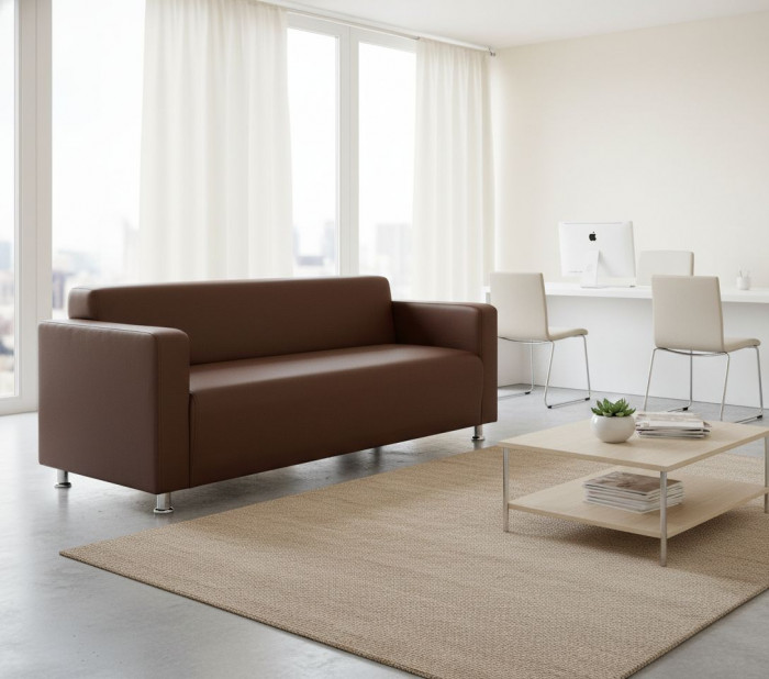 Диван прямой Томи, 200х78х75 см, экокожа, коричневый