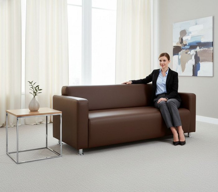 Диван прямой Томи, 200х78х75 см, экокожа, коричневый