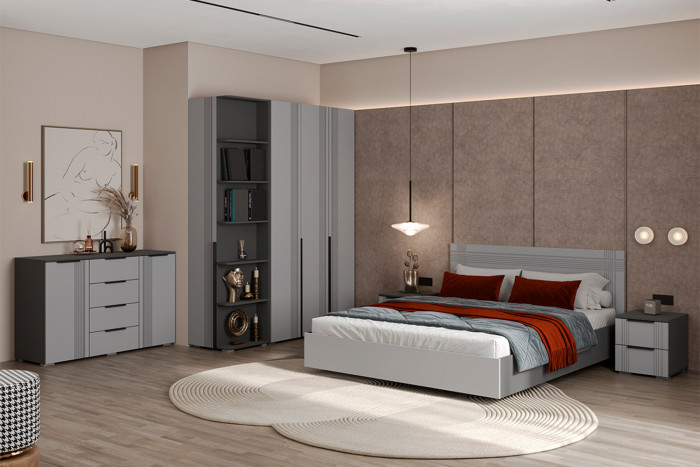 Шкаф торцевой Альмерия ШТ-500, Серый графит, Бархат серый