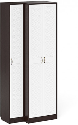 Прихожая П-6 Шкаф + Пенал, цвет венге/фасады МДФ белое дерево фрезеровка ромб, ШхГхВ 90х50х210 см., универсальная сборка