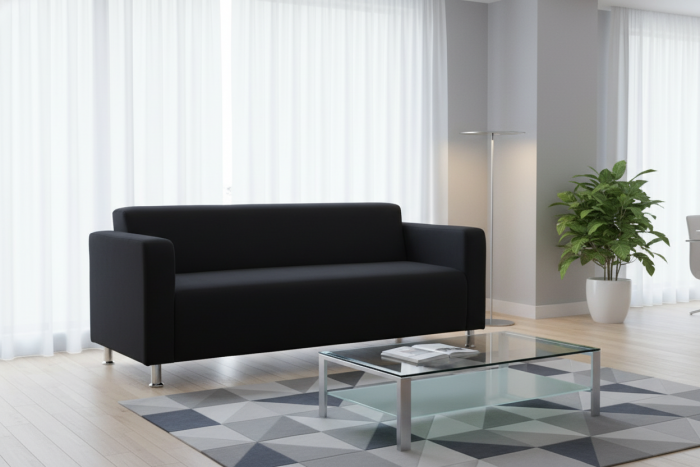 Диван прямой Томи, 200х78х75 см, велюр, черный