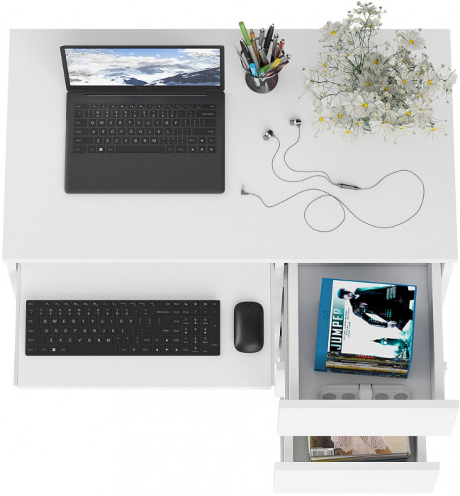 Мори Стол компьютерный МС-6 правый, цвет белый, ШхГхВ 90х50х76,6 см., выдвижные ящики справа, НЕ универсальная сборка