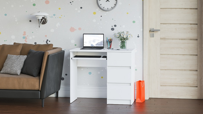 Мори Стол компьютерный МС-6 правый, цвет белый, ШхГхВ 90х50х76,6 см., выдвижные ящики справа, НЕ универсальная сборка