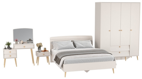 Афина Спальня 29-1600, цвет кашемир серый, сп.м. 1600х2000 мм., б/м, основание есть - фанера