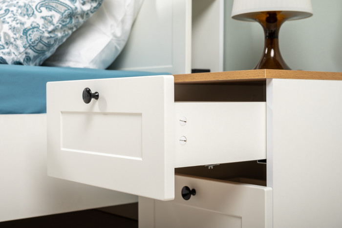 Остин 16.152 Тумба прикроватная, цвет белый шагрень/дуб крафт золотой, ШхГхВ 40х41,9х43,9 см.