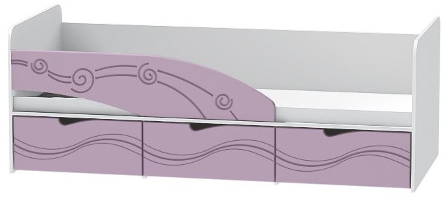 Детская кровать Бриз-3 80х190, волна (Антарктида/Белый/Правый)