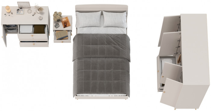 Афина Спальня 30-1200, цвет кашемир серый, сп.м. 1200х2000 мм., б/м, основание есть - фанера